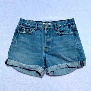 GRLFRND Karlie Cuffed Distressed Jean Short size 26 blue denim shorts